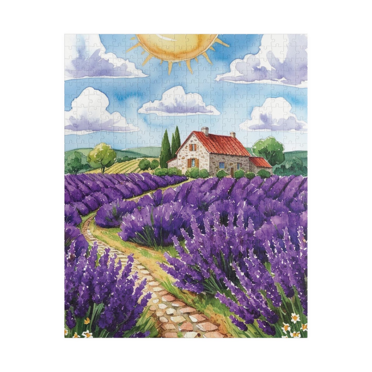 Lavender Field Landscape Puzzle, Relaxing Jigsaw Game for Adults, Mindful Activity, Home Decor Wall Art, Gift Idea for Puzzle Lover, Hobby 520 pcs (Vertical) Puzzle The Puzzle Chest