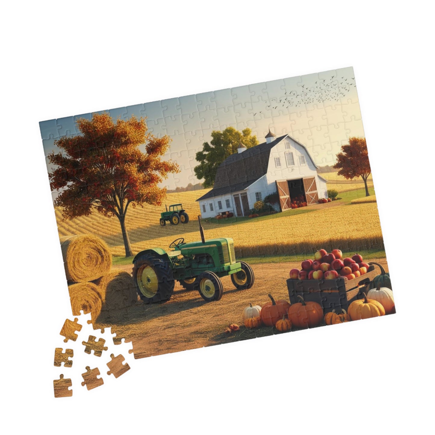 Fall Farm Scene Puzzle - 110-1014 Pieces Landscape Jigsaw Game, Gift for Autumn Lovers, Perfect for Family Game Night, Agricultural Art Puzzle The Puzzle Chest