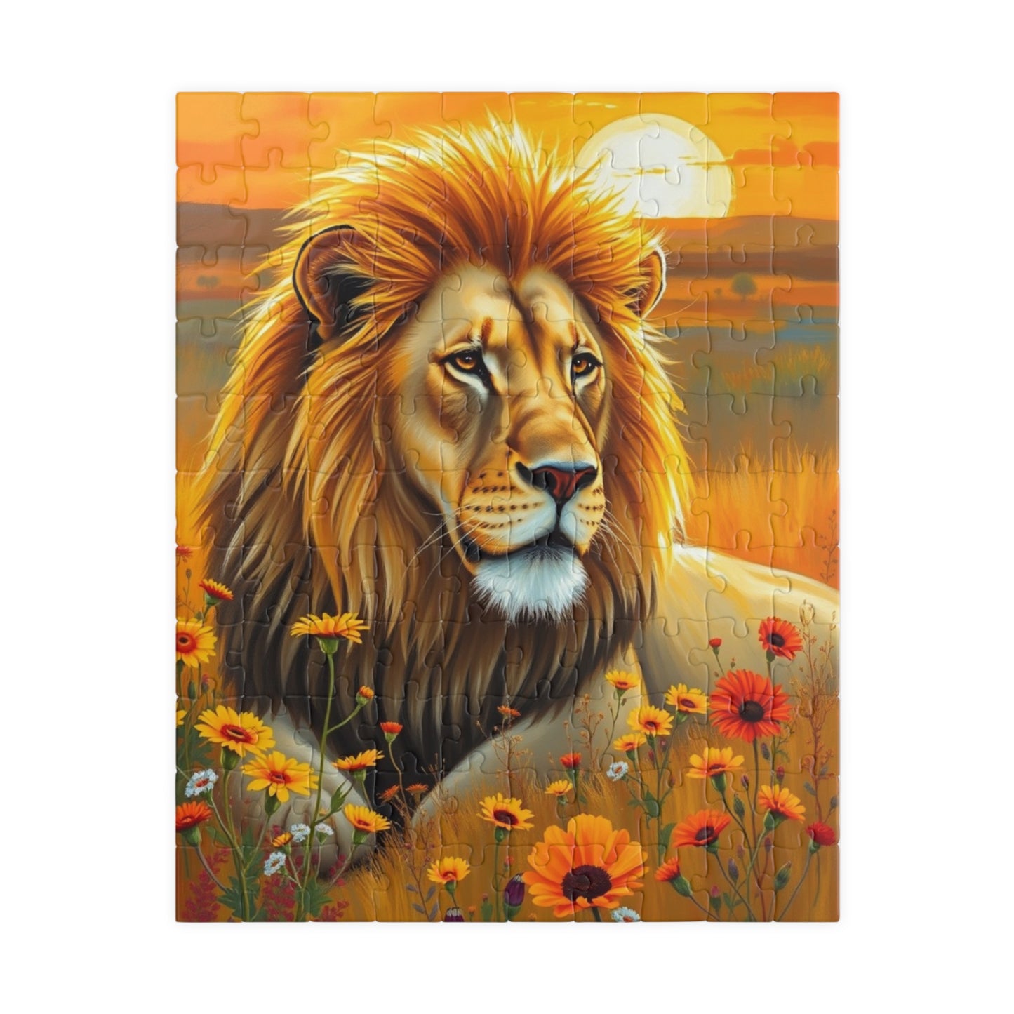Majestic Lion Puzzle Stunning Wildlife Art, Challenging Jigsaw Game, Gift for Nature Lover Animal Enthusiast, Mindfulness Home Entertainment 110 pcs (Vertical) Puzzle The Puzzle Chest