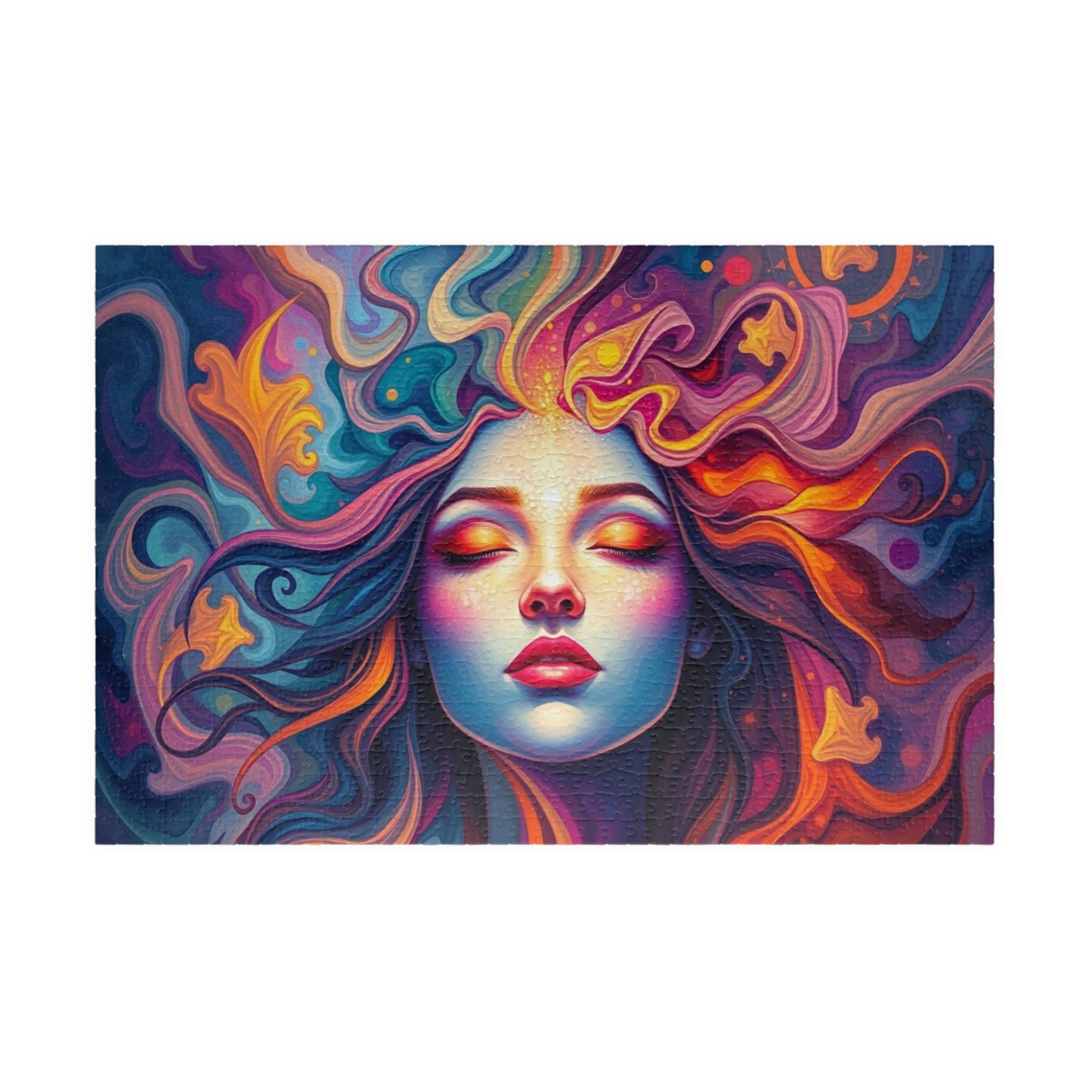 Abstract Face Jigsaw Puzzle (110-1014 Piece), Surreal Portrait of Swirling Colorful Geometric Patterns, Creative Hobby, Best Unique Gift 1014 pcs (Horizontal) Puzzle The Puzzle Chest
