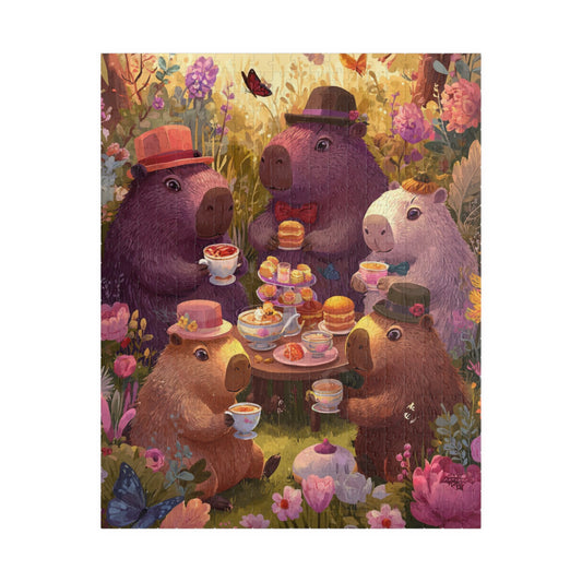 Capybara Tea Party in the Meadow Jigsaw Puzzle, Animal Themed Game for Kids and Adults Puzzle The Puzzle Chest
