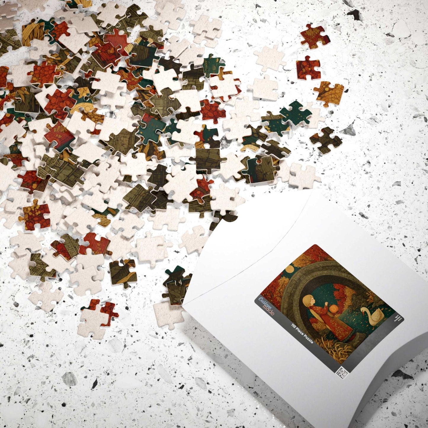Autumn Pond Fairy-Tale Puzzle - Fall Landscape Girl and Ducklings Jigsaw Game for Family or Solo Fun, Puzzle Lover Gift, Brain Teaser Puzzle The Puzzle Chest