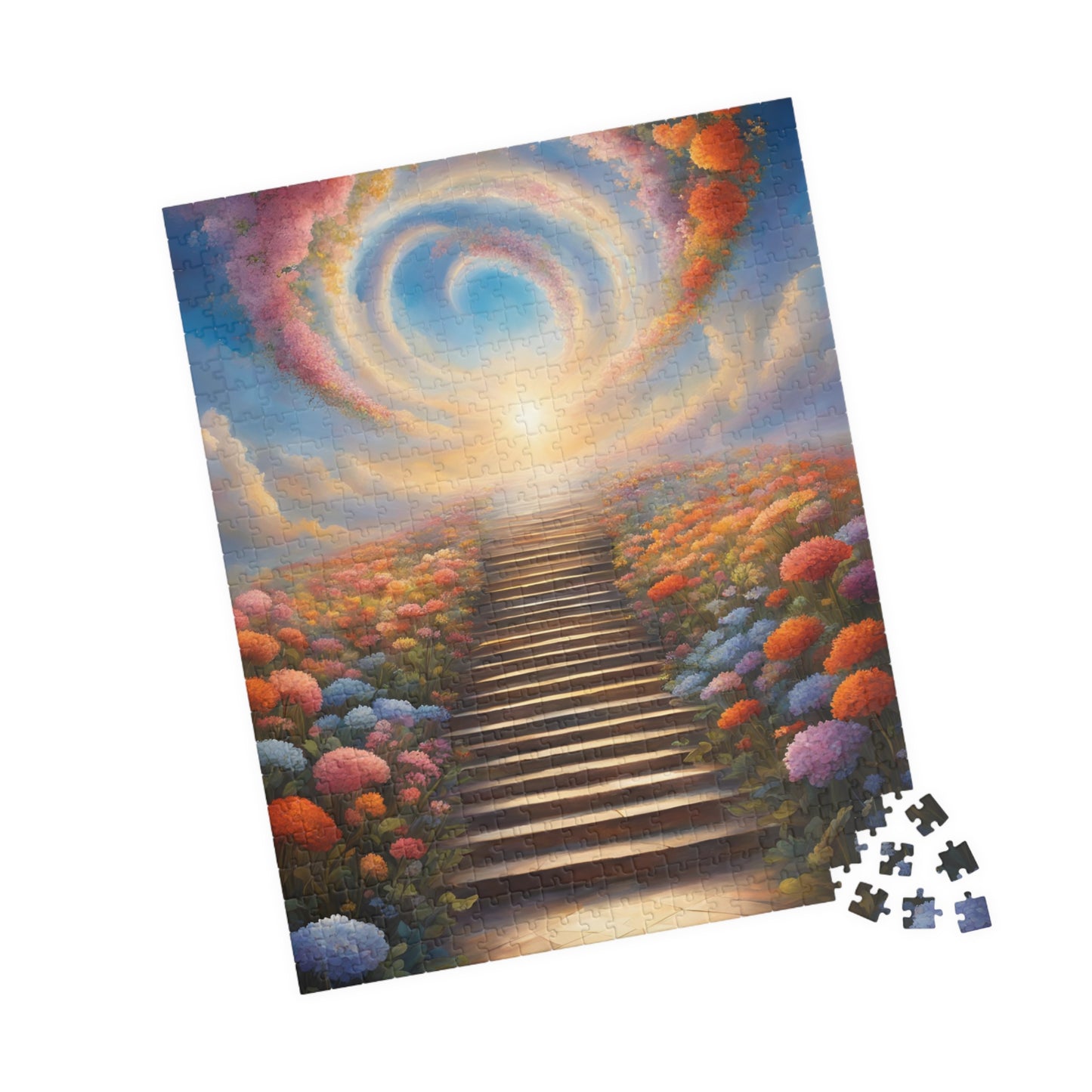 Heavenly Staircase Puzzle, Floral Flower Design, Religious Christian Faith Theme, 110 252 520 1014-Piece Jigsaw, Hobby, Meditation, Family Puzzle The Puzzle Chest