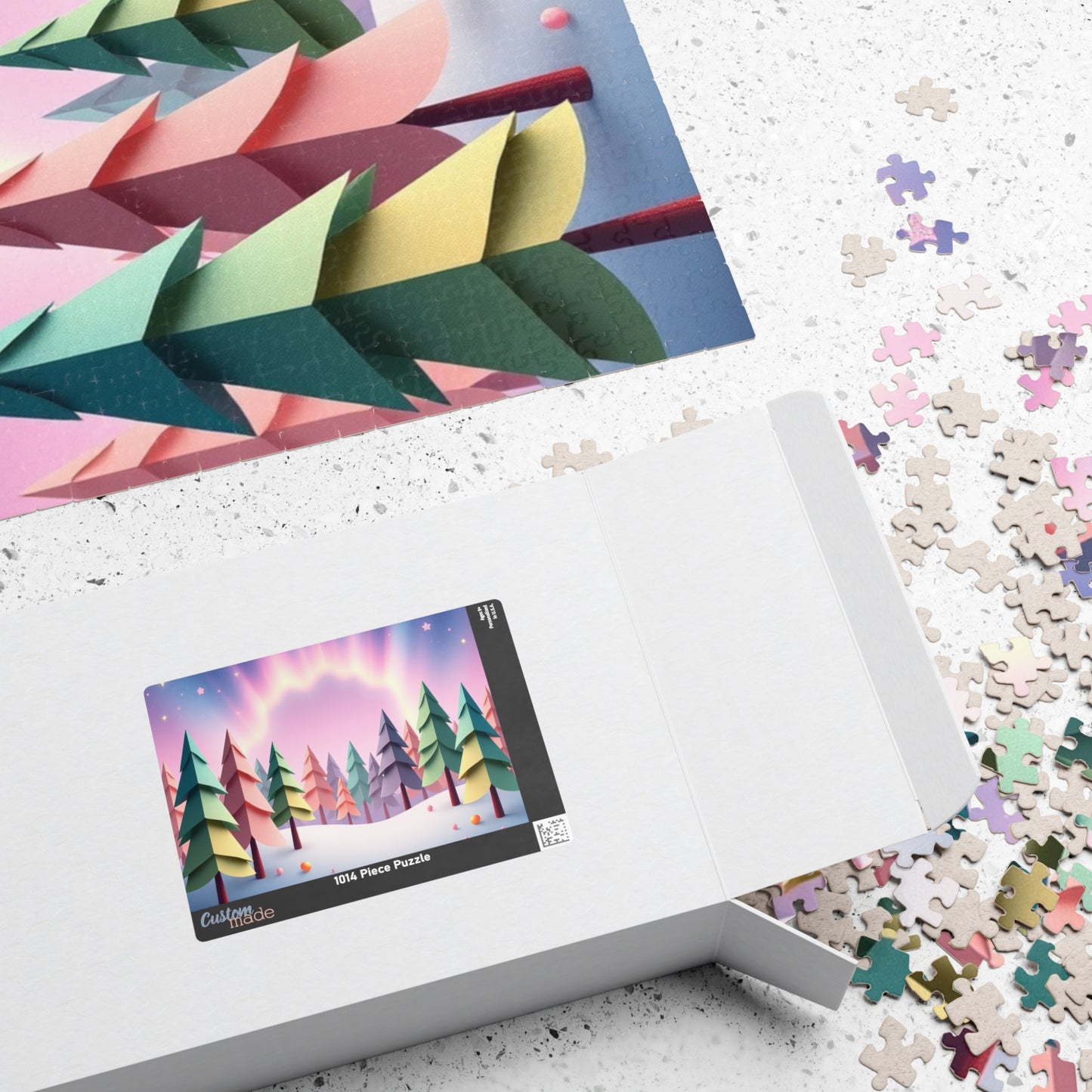 Abstract Landscape Jigsaw Puzzle (110-1014 Piece), Magical Forest with Geometric Trees, Best Unique Gift Idea for Puzzle Lover, Challenging Puzzle The Puzzle Chest
