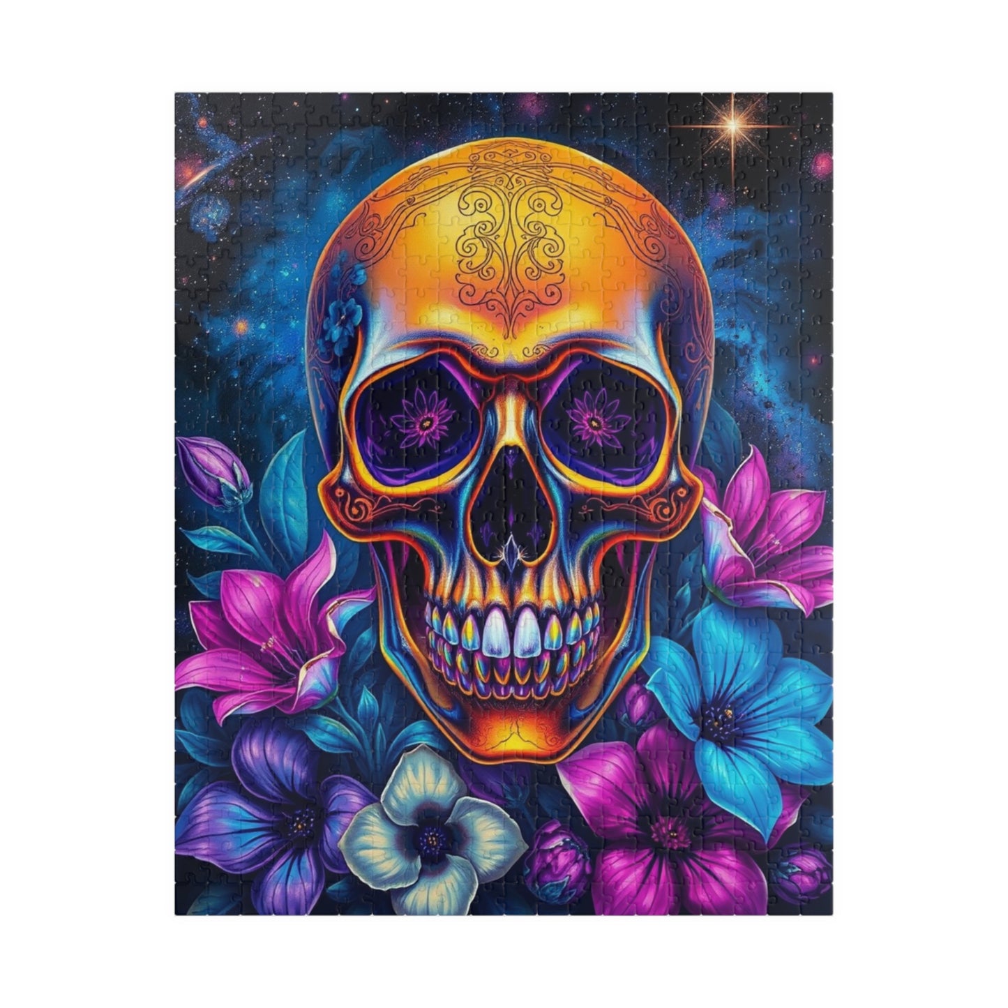 Cosmic Skull Artwork Puzzle for Adults, 110-1014 Piece Gothic Jigsaw Game, Best Unique Gift for Puzzle Lover, Mindfulness Activity, Solo Fun 520 pcs (Vertical) Puzzle The Puzzle Chest
