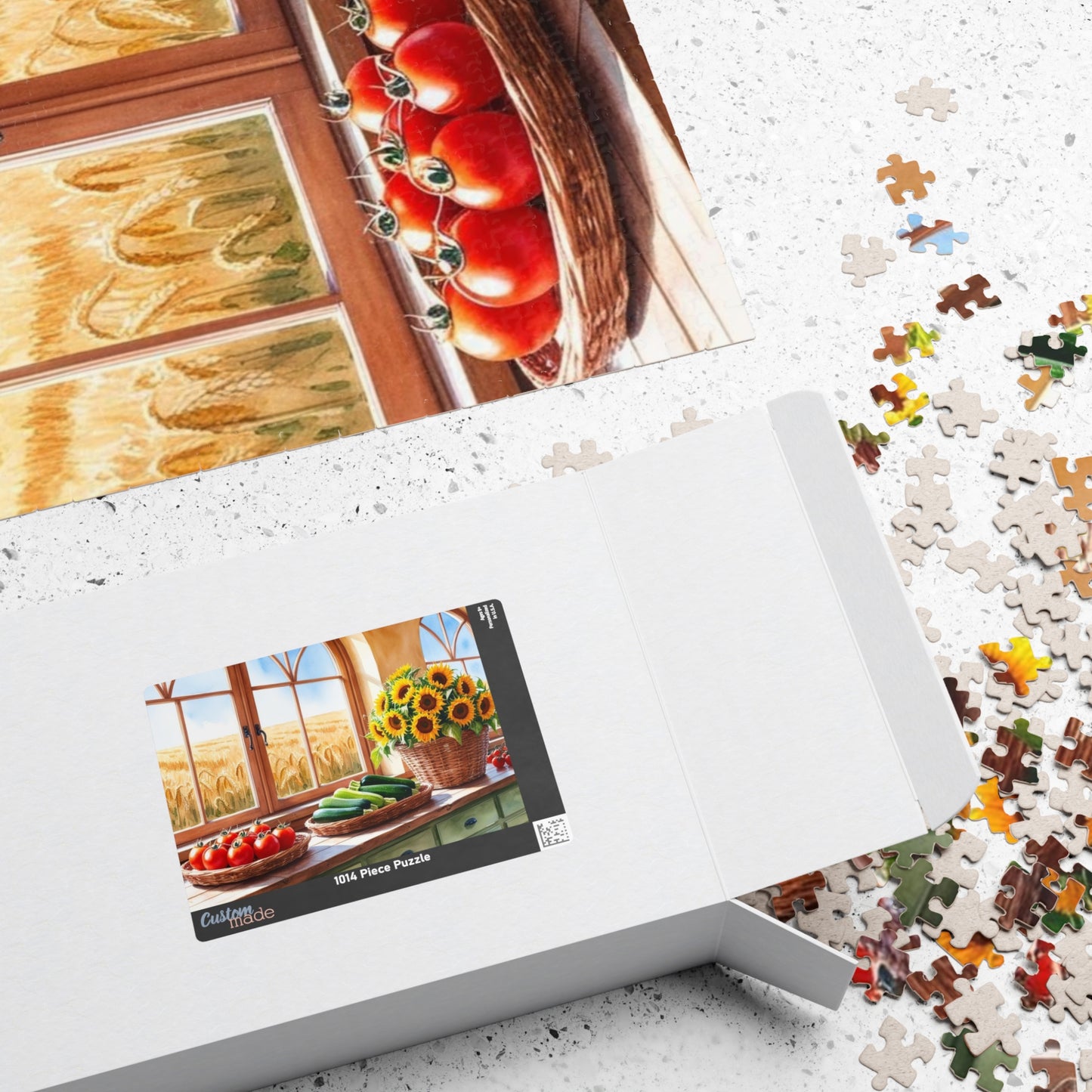 Summer Harvest Puzzle, Farmhouse Kitchen Jigsaw Game, 110 252 520 1014-Piece - Tomatoes Zucchini Sunflowers Golden Wheat Fields Puzzle The Puzzle Chest
