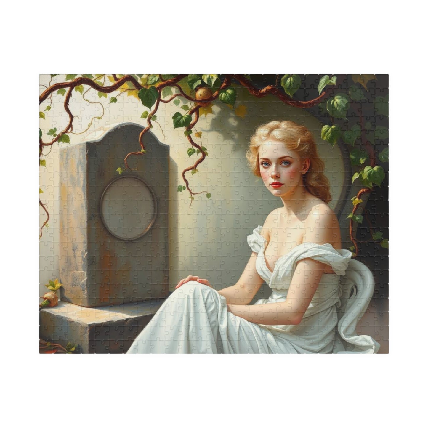 Mourner's Vigil Gothic Jigsaw Puzzle - Woman at Cemetery, Gothic Art Print, Dark Romantic Fantasy Gift for Art Lovers and Puzzle Collectors 520 pcs (Horizontal) Puzzle The Puzzle Chest