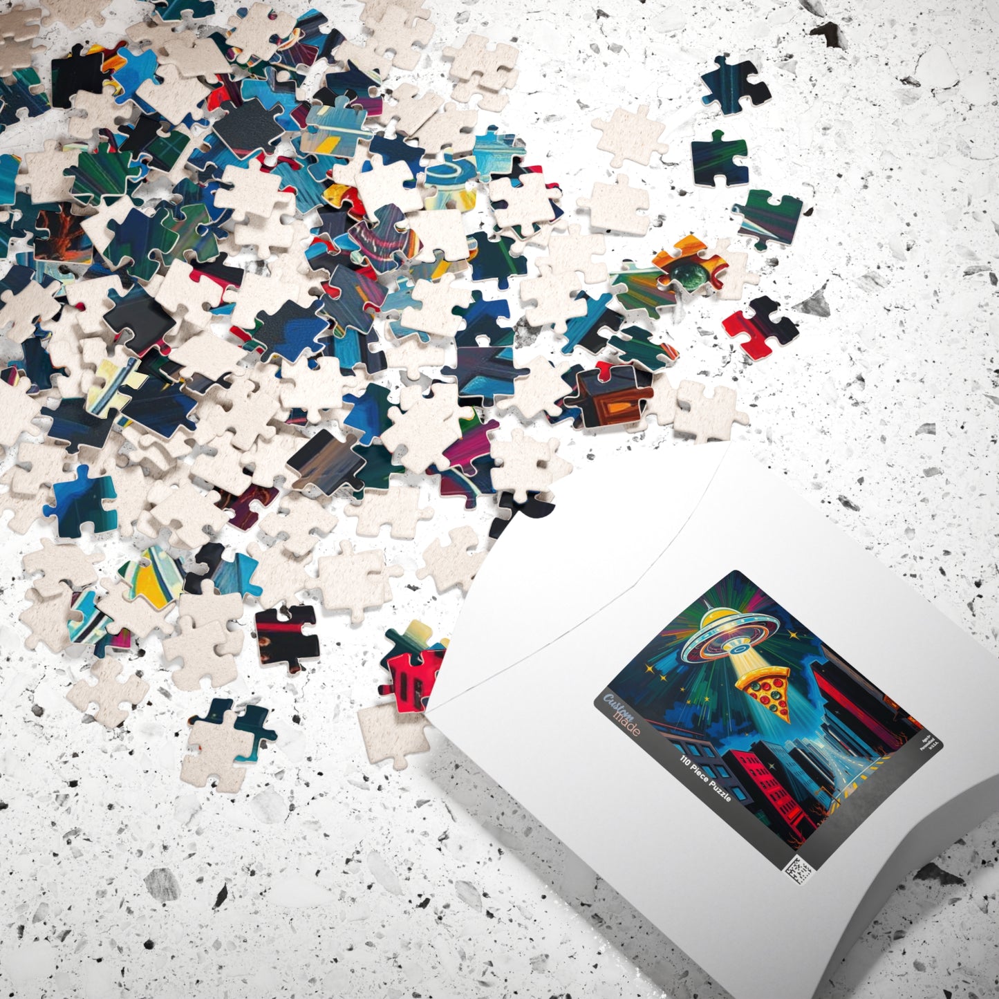 Cosmic Pizza Puzzle - Pop Art Jigsaw Game | Fun UFO Design | Unique Gift for Pizza Lovers | Family Game Night Puzzle | Mindful Brain Teaser Puzzle The Puzzle Chest