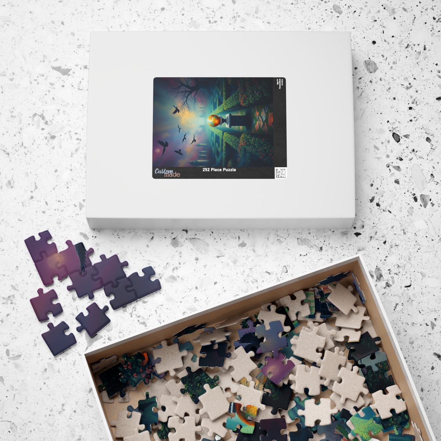 Gothic Garden Maze Puzzle, Mystical Scene with Glowing Orbs Crows and Fog, Magical Dark Art Jigsaw Game, Gift for Gothic-Themed Enthusiast Puzzle The Puzzle Chest