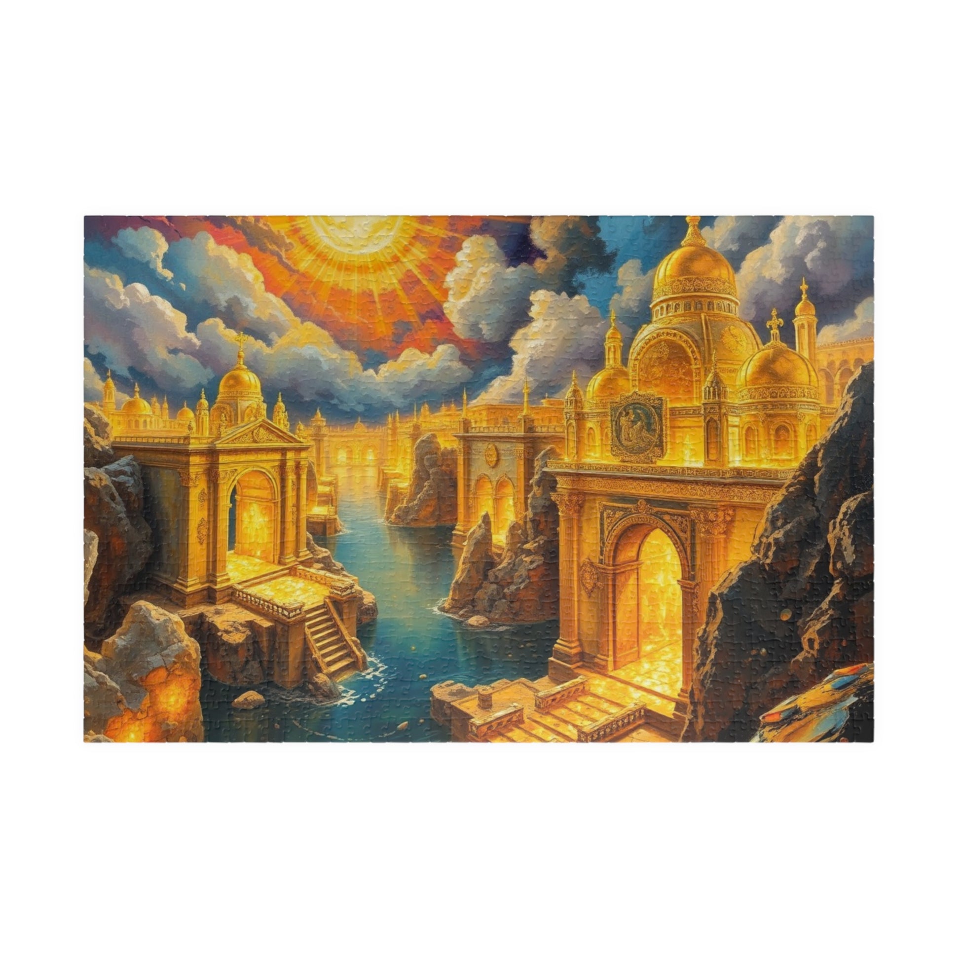 New Jerusalem Jigsaw Puzzle, Shining City of Gold and Crystal, Faith-Based Tabletop Game, Religious Theme, Mindfulness Activity, Giftable 1014 pcs (Horizontal) Puzzle The Puzzle Chest