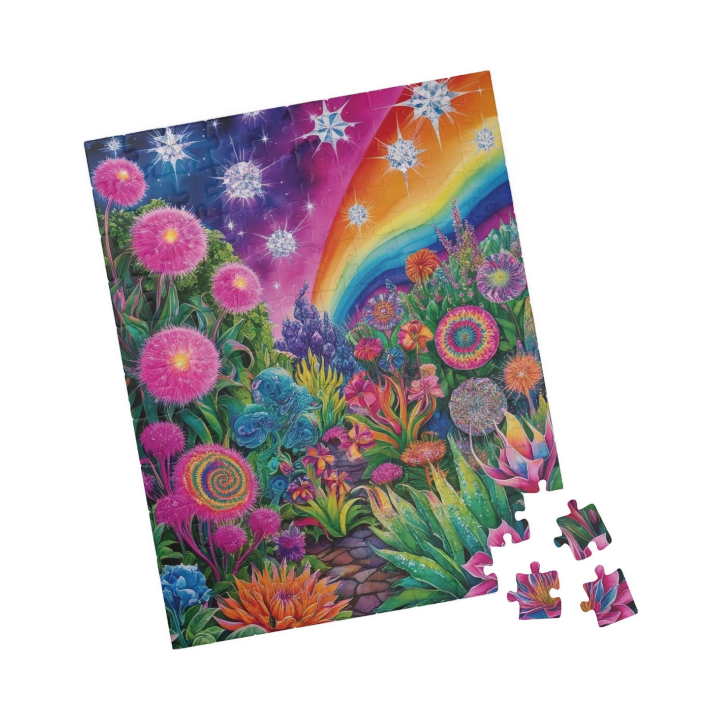 Trippy Flower Puzzle, Dreamy Floral Glowing Garden Theme Jigsaw Game, Challenging Hobby for Adults and Teens, Relaxing Activity, Unique Gift Puzzle The Puzzle Chest