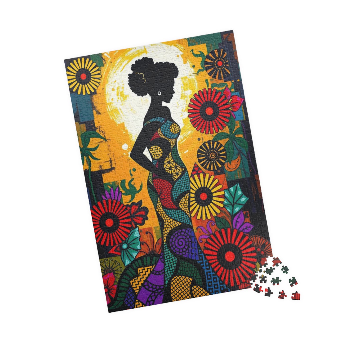 Colorful Lady Silhouette Puzzle - Black Art Inspired Jigsaw Game, Unique Afrocentric Gift for Friends, Family Game Nights, Mental Exercise Puzzle The Puzzle Chest