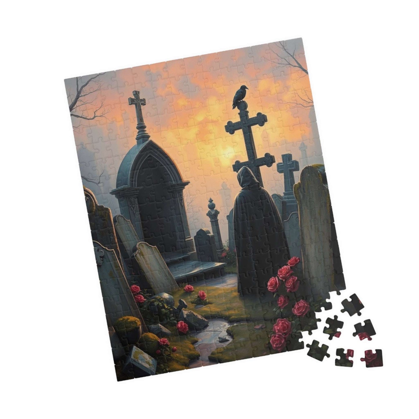 Gothic Graveyard Jigsaw Puzzle, Eerie Dawn Cemetery Scene, Halloween Game Toy, Challenging Quiet Pastime Brain Teaser, Family Activity, Gift Puzzle The Puzzle Chest