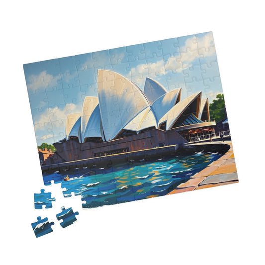 Sunny Day Sydney Opera House Puzzle, Famous Landmark Jigsaw Game, Art Lovers and Enthusiasts, Unique Gift for Traveler, Entertaining Pastime 110 pcs (Horizontal) Puzzle The Puzzle Chest