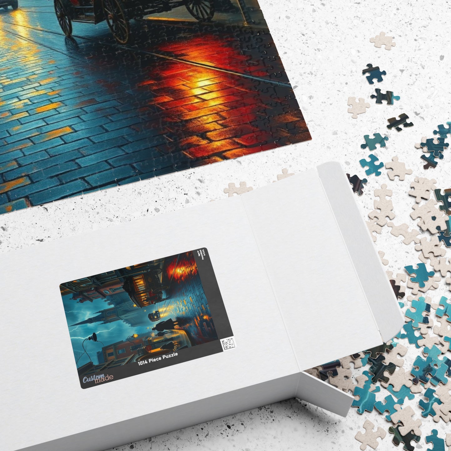 Gothic Victorian Street Jigsaw Puzzle (110-1014 Piece), Haunted Street with Gas Lamps, Rain, and Cloaked Shadows, Gift for Fans of Dark Art Puzzle The Puzzle Chest