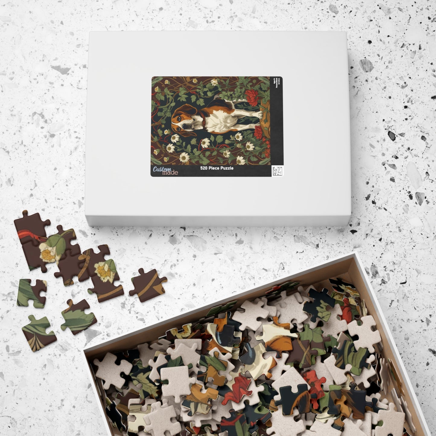 Vintage Beagle Jigsaw Puzzle, Woodland Forest Floral Flower Dog Theme Game, Indoor Fun Family Friendly Activity, Pet Owner Gift, Animal Love Puzzle The Puzzle Chest
