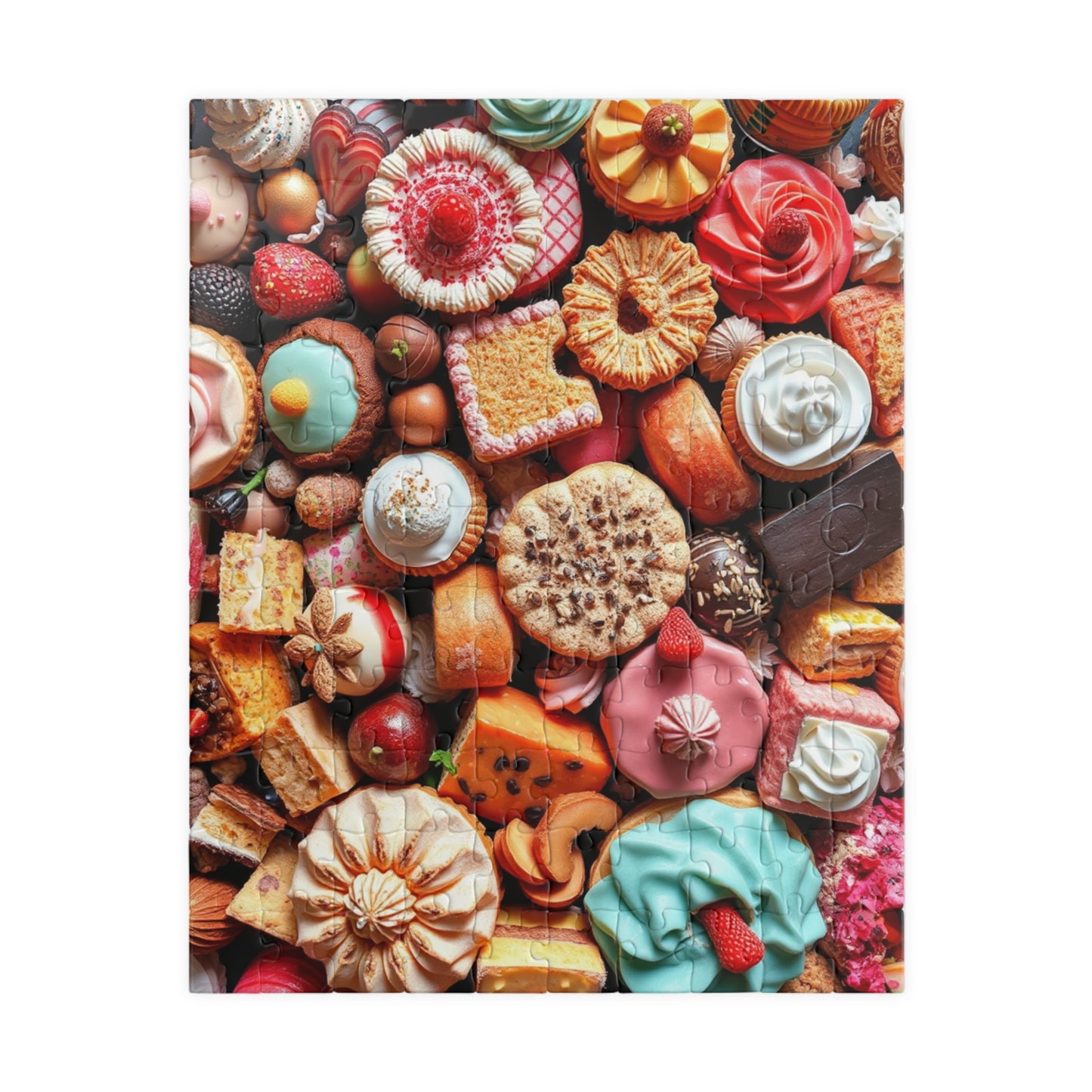 Chaotic Dessert Puzzle, Vibrant Sweets-Themed Jigsaw, Bright and Colorful Food Collage, Fun Challenging Family Activity, Foodie Puzzle Lover 110 pcs (Vertical) Puzzle The Puzzle Chest