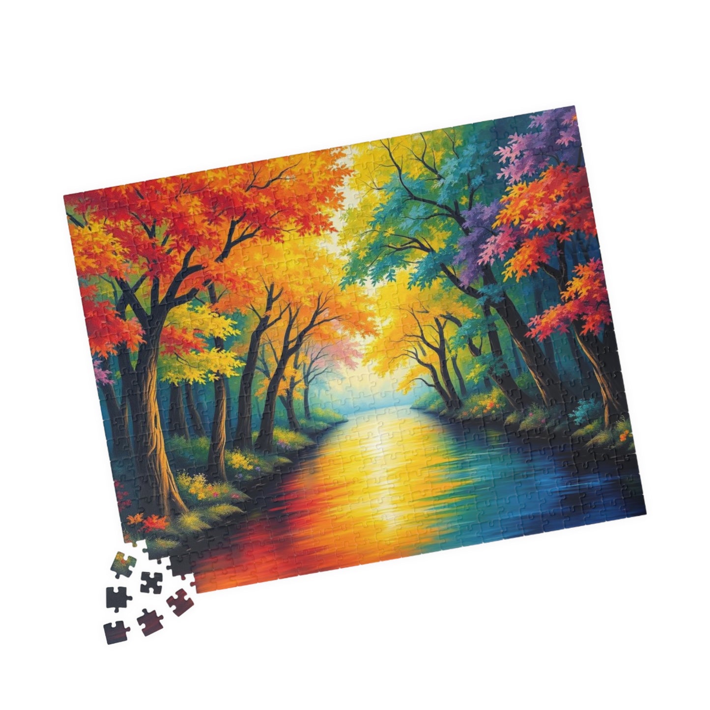 Reflections of Pride Jigsaw Puzzle, Vibrant Autumn Trees Rainbow Forest Puzzle, LGBTQ+ Nature Puzzle for Solo or Family Activity, Pride Gift Puzzle The Puzzle Chest