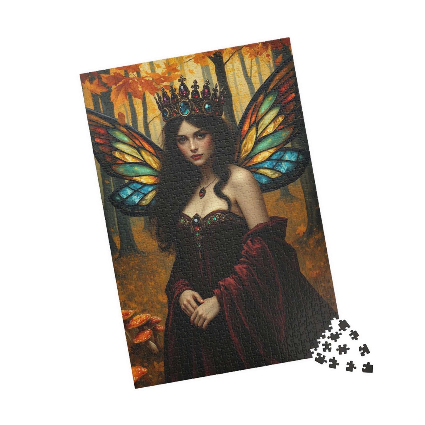 Autumn Crown Fairy Queen Jigsaw Puzzle - Enchanting Artwork, Family Fun, Fantasy Gift for Puzzle Lover, Unique Decor, Mindfulness Activity