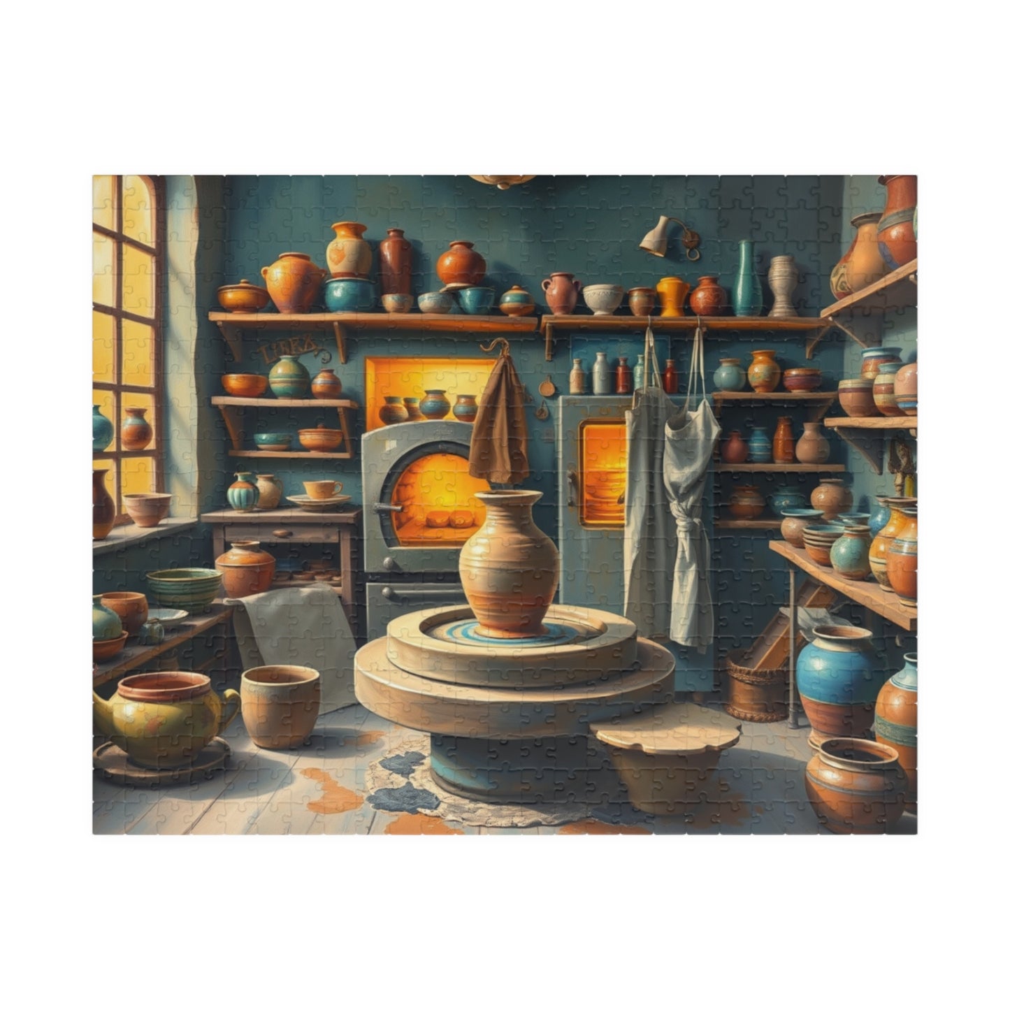 Artisan Pottery Shop Jigsaw Puzzle, Cute Colorful Ceramic Bowls, Vases and Potter's Wheel, Craft Lover Puzzle Enthusiast Gift, Relaxation 520 pcs (Horizontal) Puzzle The Puzzle Chest