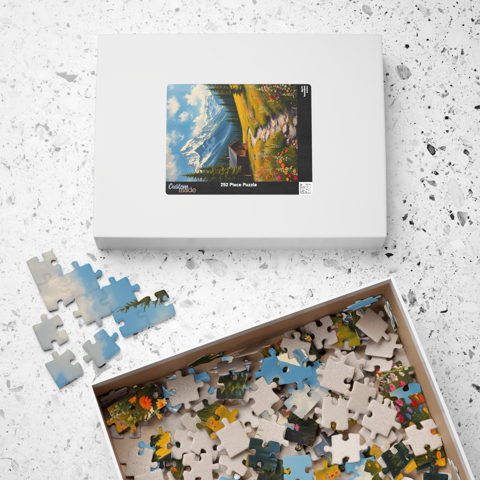 Mountain Cottage Illustration Puzzle, Nature Scene Jigsaw, 110-1014 Pieces, Gift for Nature Lovers, Family Fun, Relaxation Activity Puzzle The Puzzle Chest