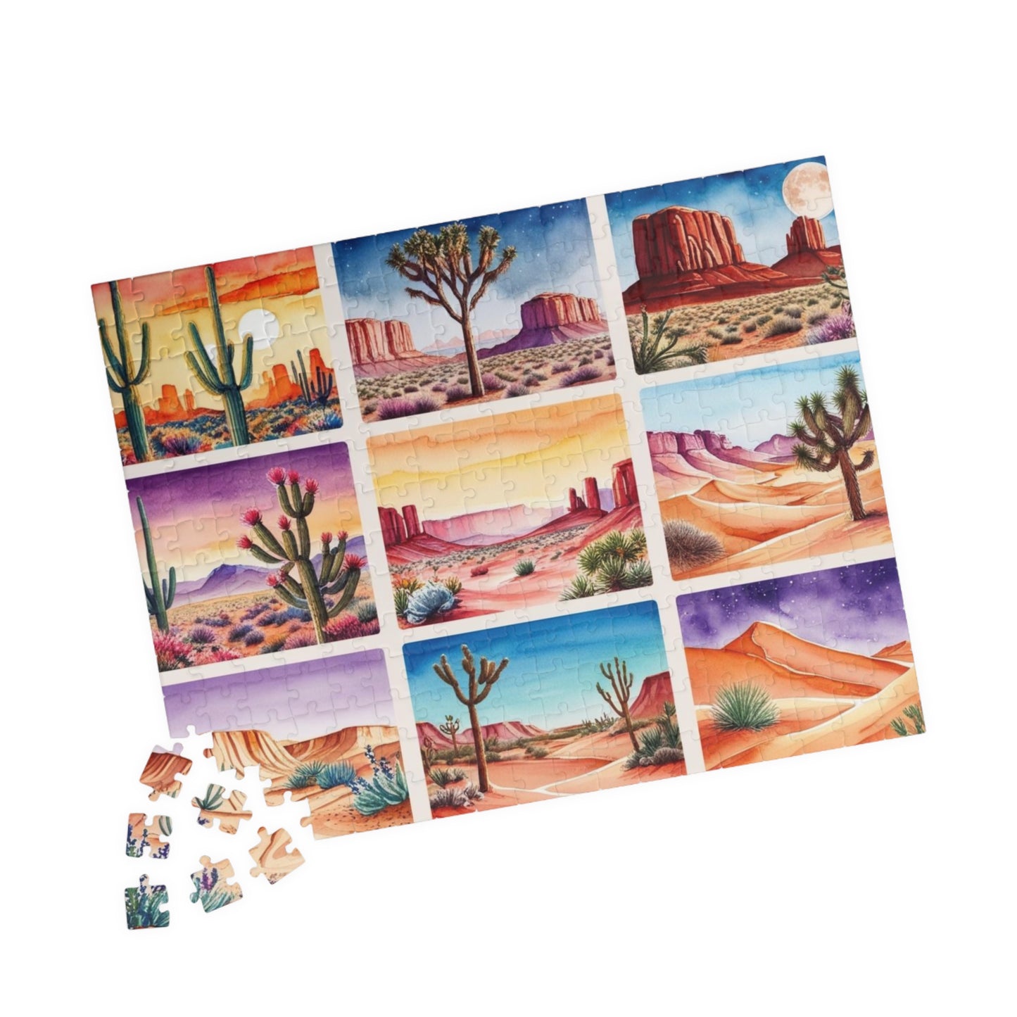 Desert Collage Jigsaw Puzzle, Cacti and Dunes Scene, Fun Game for Adults, Creative Activity, Gift Idea Nature Lover Puzzle The Puzzle Chest