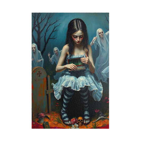 Gothic Art Jigsaw Puzzle - Melancholic Woman in Graveyard, Best Unique Halloween Gifts for Adult Puzzle Lovers, Mystery Vibe 1014 pcs (Vertical) Puzzle The Puzzle Chest