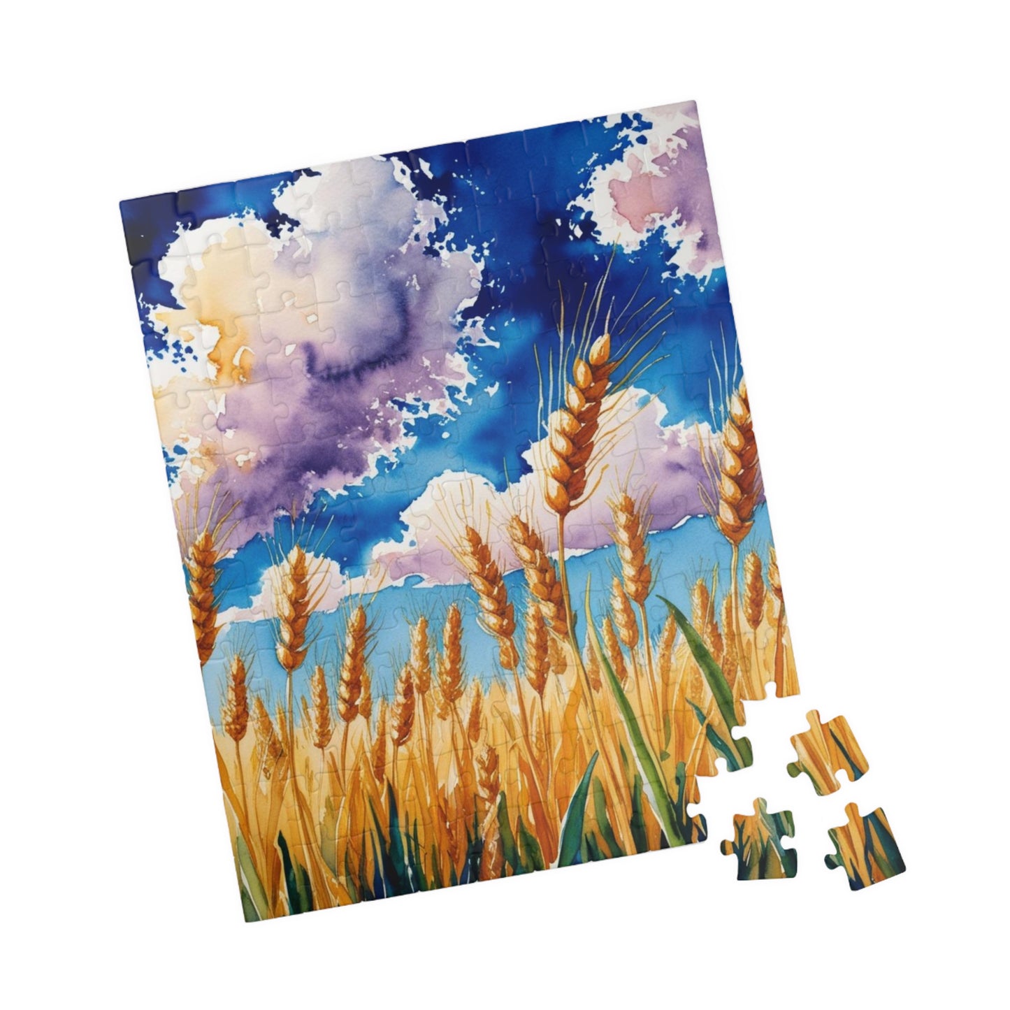 Wheat Field Jigsaw Puzzle with Golden Stalks and Blue Sky Puzzle The Puzzle Chest