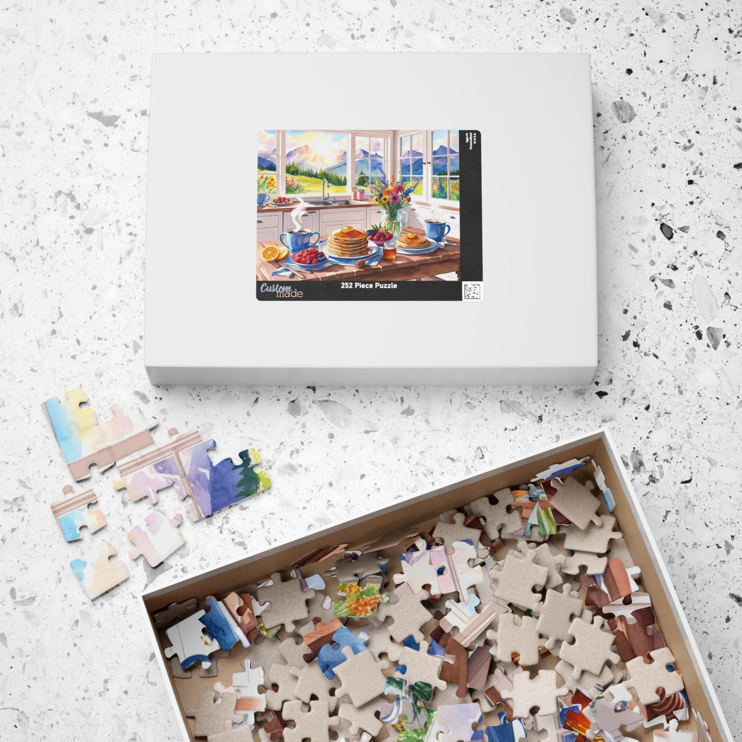 Breakfast Spread Foodie Jigsaw Puzzle, Country Mountain Background, Kitchen Decor, Home Entertainment, Puzzle Lover Gift for Friend Puzzle The Puzzle Chest
