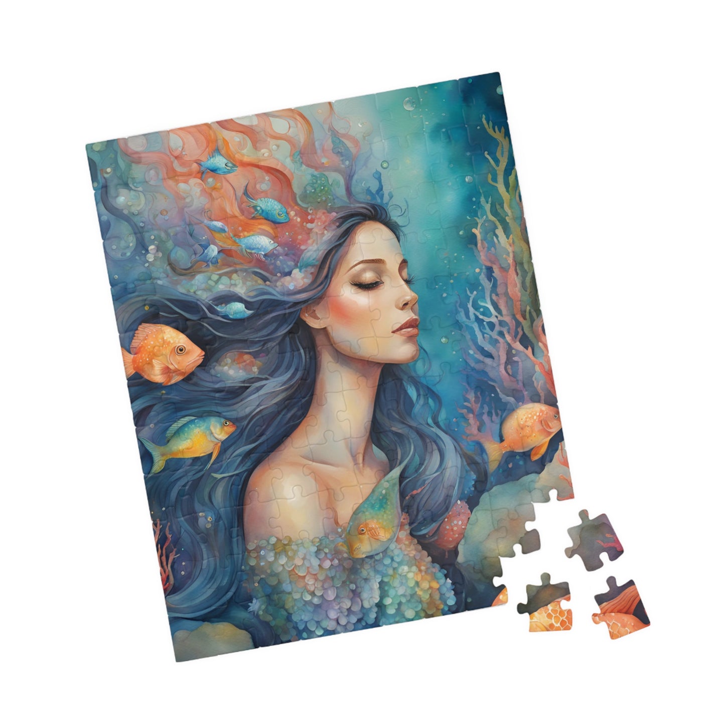 Mermaid Close-Up Jigsaw Puzzle, Serene Underwater Ocean Scene, Mindful Escape, Quiet Leisure Activity, Enthusiast Hobbyist Best Unique Gift