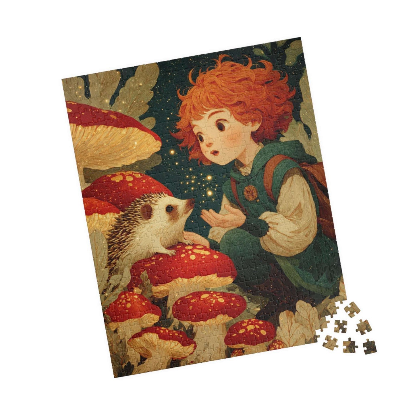 Storybook Meadow Fairy-Tale Puzzle, Whimsical Girl and Hedgehog Jigsaw Game for Family Fun Activity, Gift Idea, Nature Theme Brain Teaser 520 pcs (Vertical) Puzzle The Puzzle Chest
