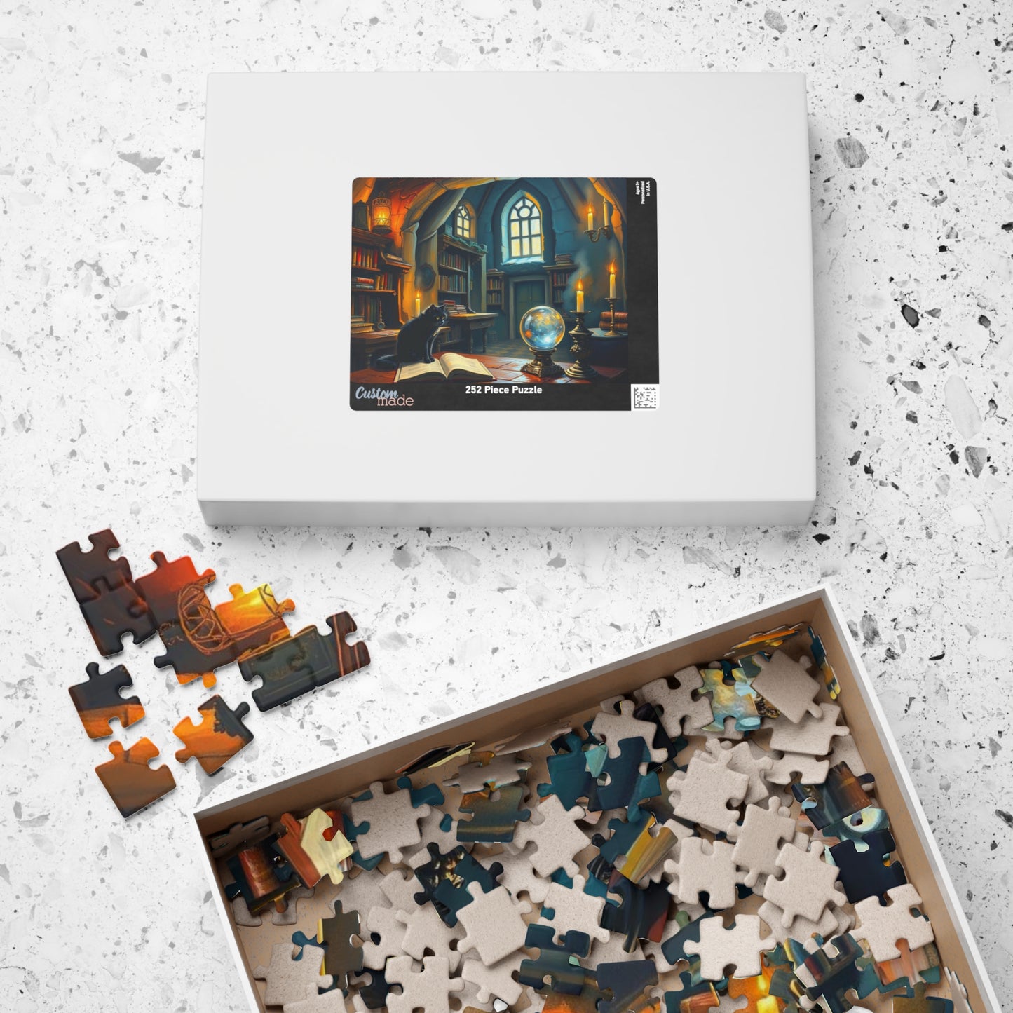 Mystical Library Puzzle, Enchanting Artwork Jigsaw, Cozy Game Night Activity, Cat Lovers Gift Puzzle The Puzzle Chest