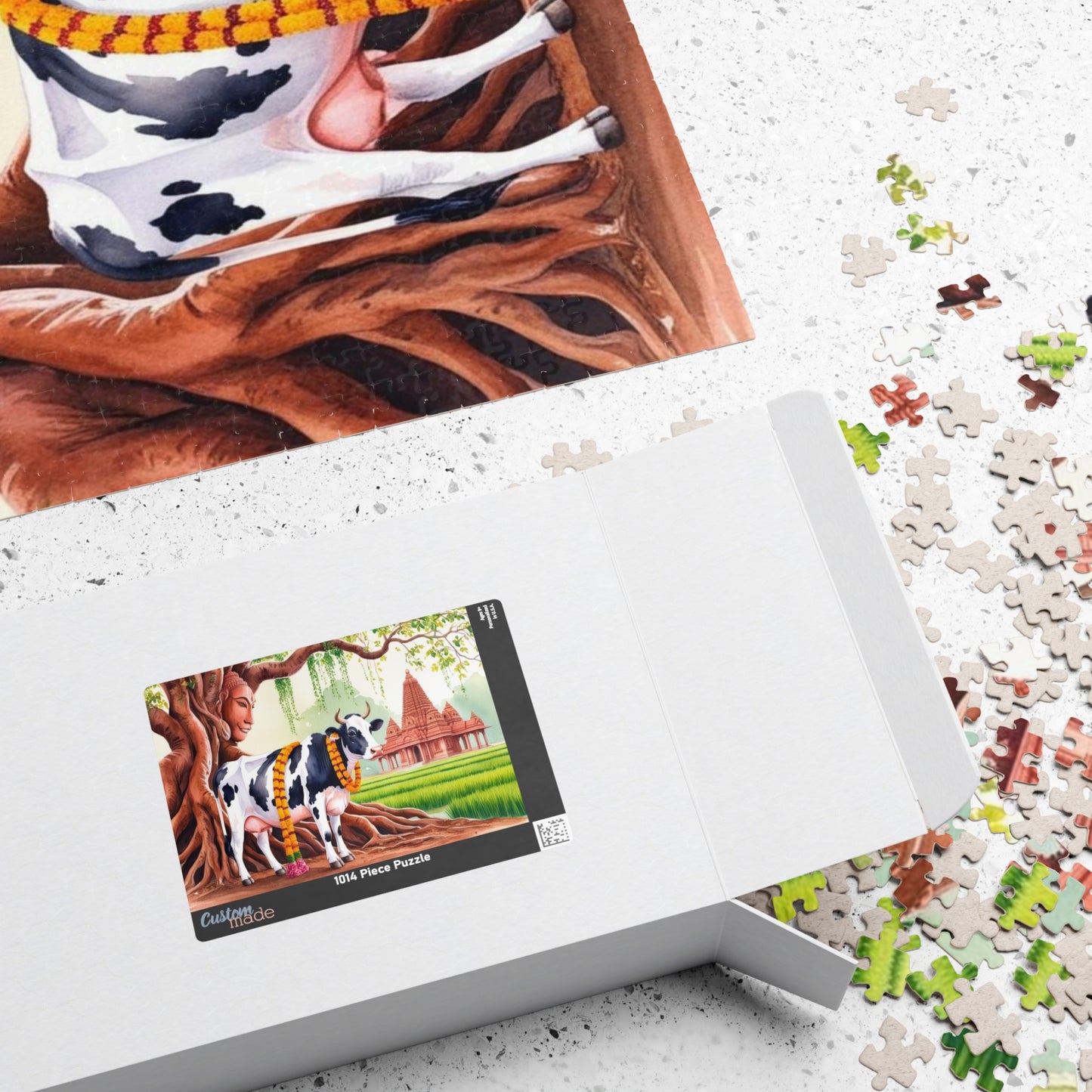 Serene Cow Puzzle - 110 to 1014 Pieces, Meditation Gift for Cow Lovers, Family Fun Activity, Unique Home Entertainment, Mindfulness Puzzle