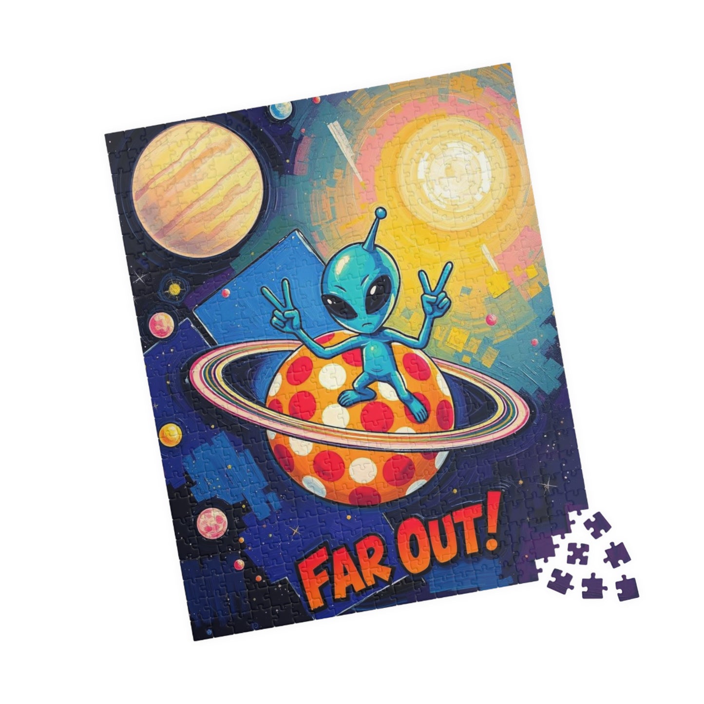 Far Out Alien Puzzle | Fun Space Theme Pop Art Jigsaw Educational Game, Cool Gift for Adults, Family Bonding Activity, Brain Teaser Puzzle The Puzzle Chest