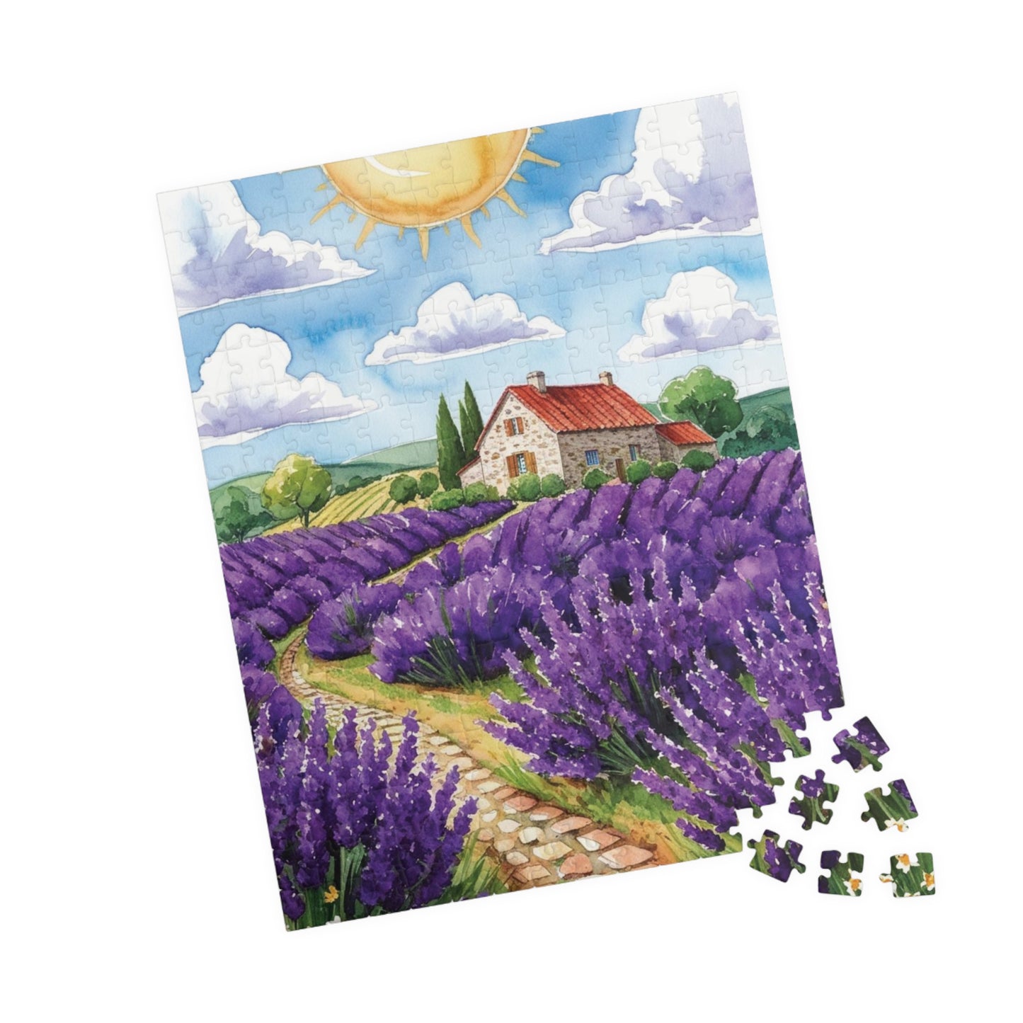 Lavender Field Landscape Puzzle, Relaxing Jigsaw Game for Adults, Mindful Activity, Home Decor Wall Art, Gift Idea for Puzzle Lover, Hobby Puzzle The Puzzle Chest