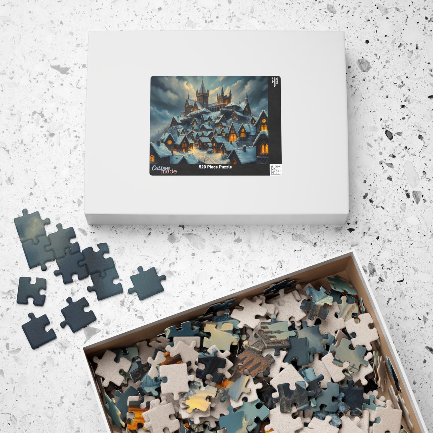 Gothic Hearths Winter Village Jigsaw Puzzle, Gothic Art Print of Enchanting Winter Castle, Puzzle Lover Gift for Dark Fantasy Enthusiasts Puzzle The Puzzle Chest