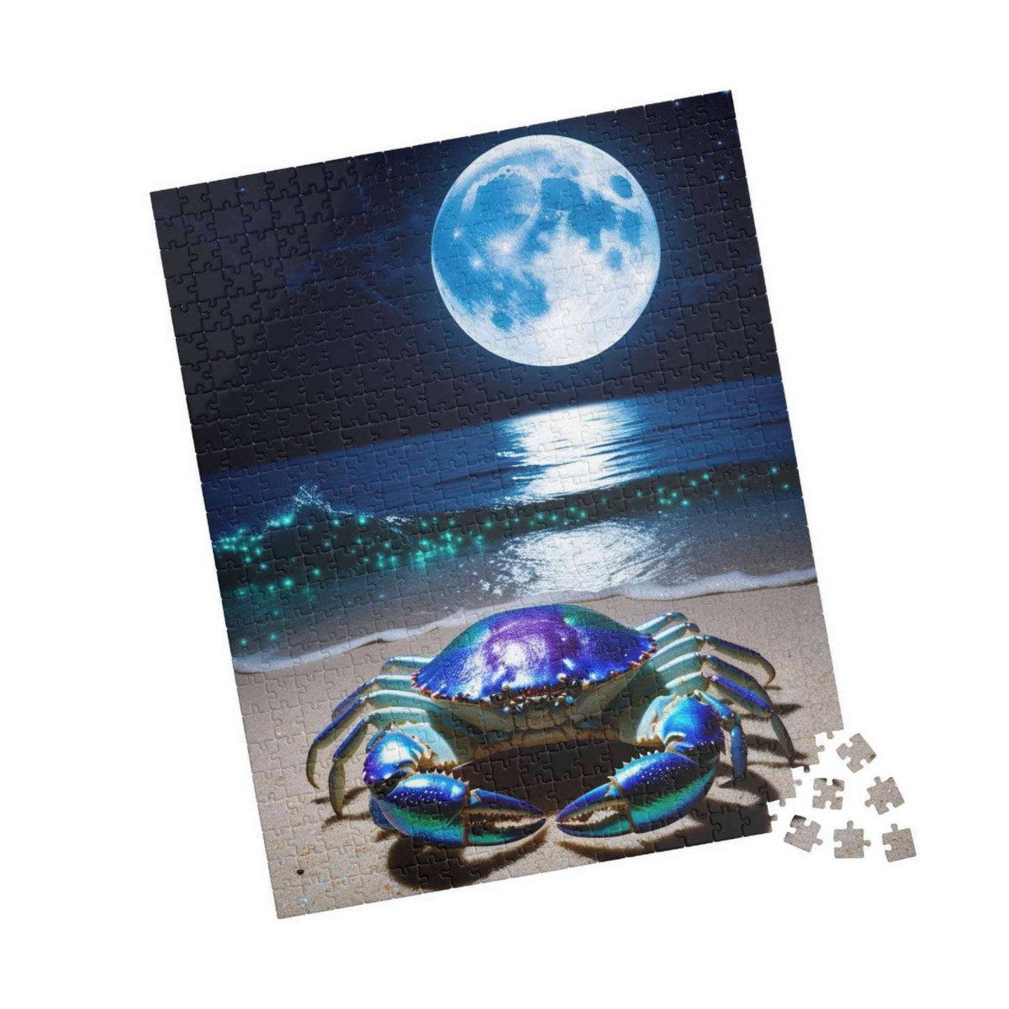 Magical Ocean Crab Jigsaw Puzzle, Cancer Zodiac Sign Game for Adults, Moonlight Beach Scene, Gift for Astrology Lover, Family Game Night Puzzle The Puzzle Chest
