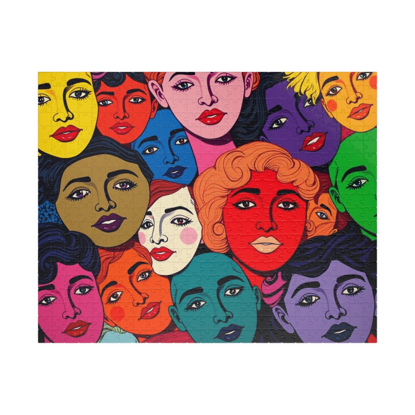 Colorful Women Faces Puzzle, 110, 252, 520, 1014-piece Pop Art Jigsaw, Unique Artwork, Gift for Her, Family Activity, Creative Hobby 520 pcs (Horizontal) Puzzle The Puzzle Chest