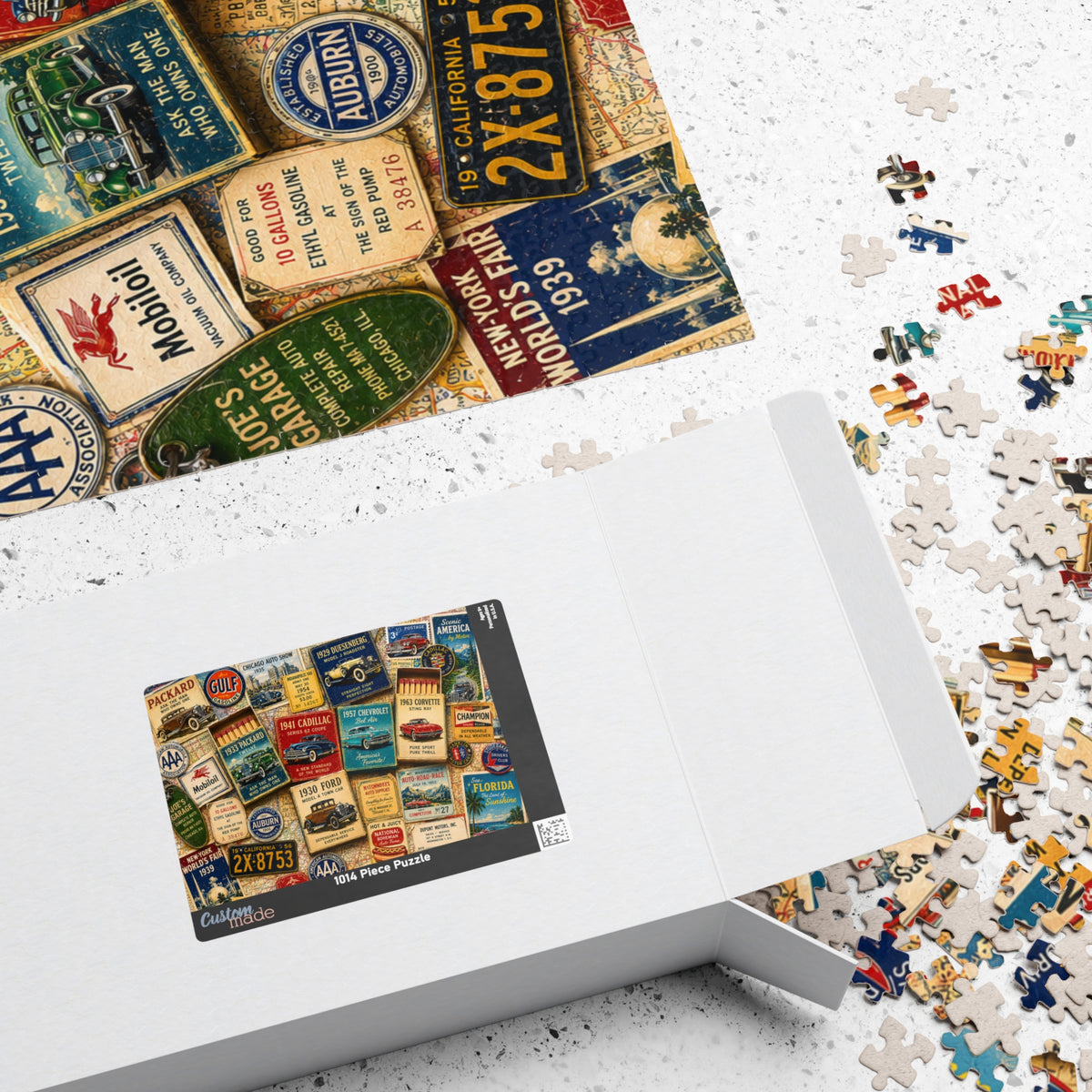 Vintage Car Matchbook Puzzle | Classic Automobile Memorabilia Jigsaw | Retro Road Trip Americana Motor Nostalgia Puzzle The Puzzle Chest