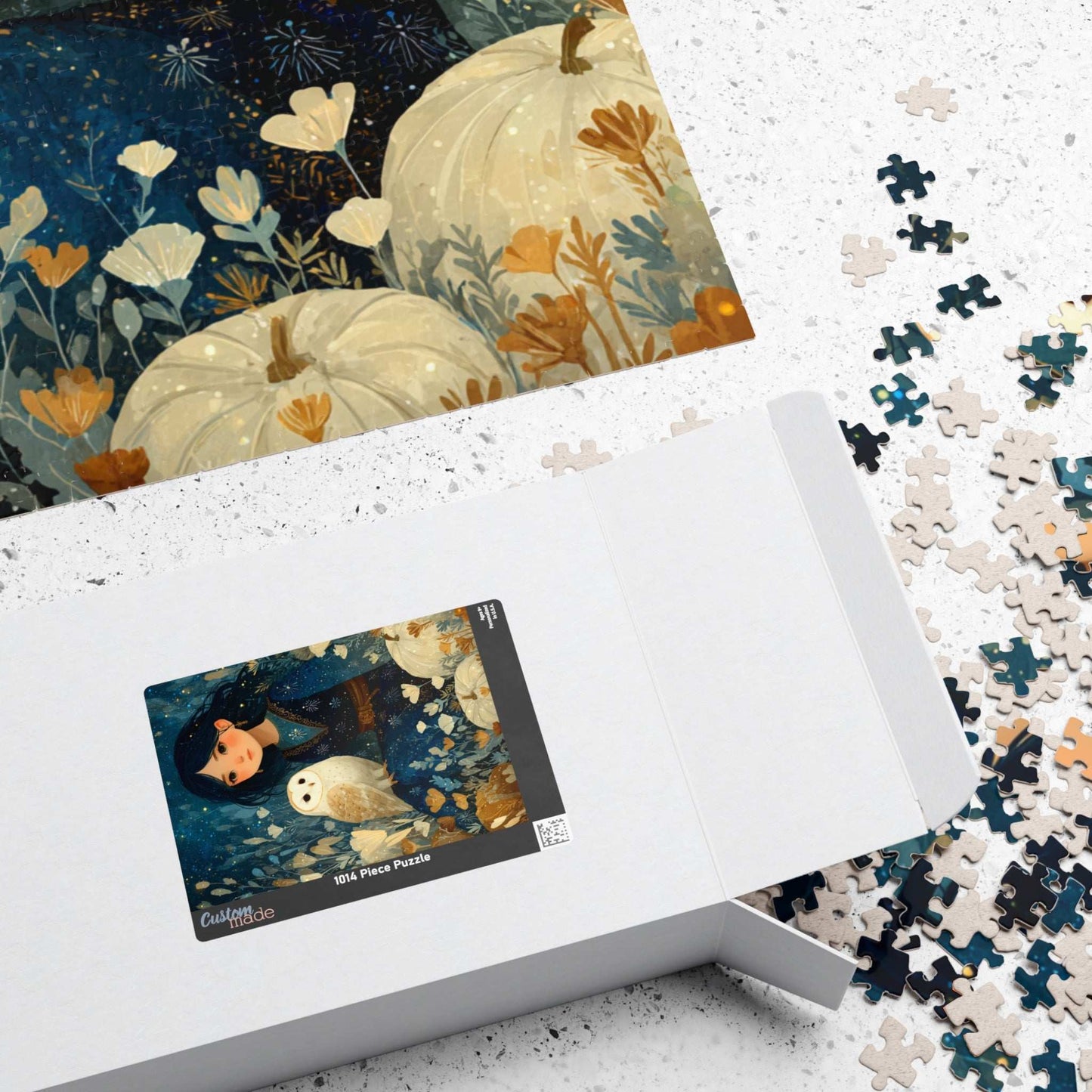 Twilight Pumpkin Grove Fairy-Tale Puzzle - Dark Haired Girl and Wise Owl, Nature Lovers Gift, Family Activity, Home Entertainment Puzzle The Puzzle Chest