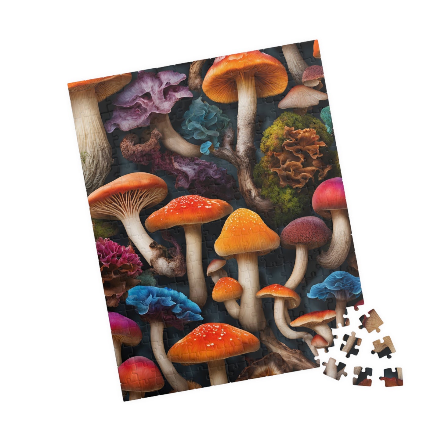 Mushroom Collage Puzzle, Colorful Toadstool Chaotic Jigsaw, 252 520 1014-Piece Game, Relaxing Mindfulness Activity, Gift for Nature Lover Puzzle The Puzzle Chest