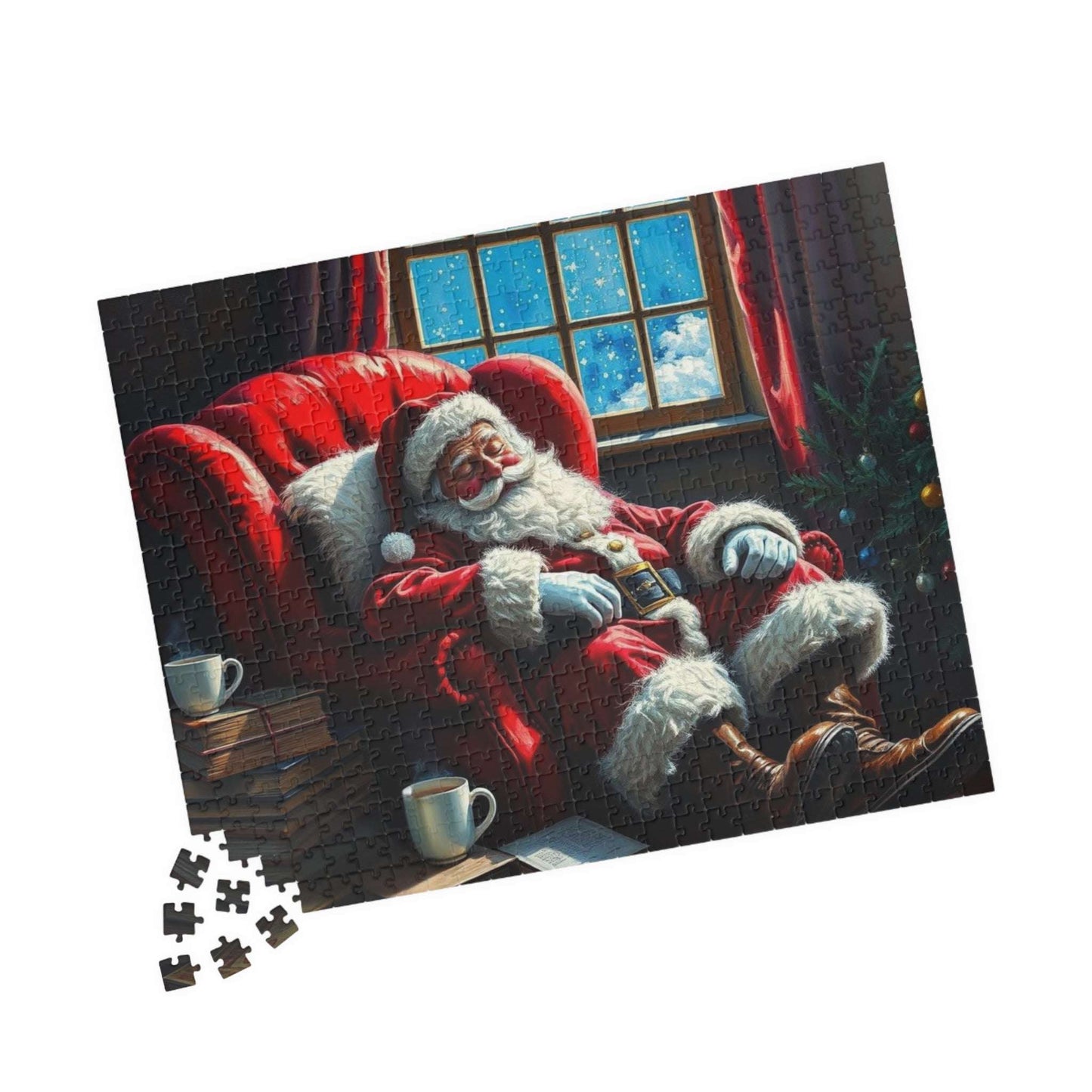 Cozy Santa Jigsaw Puzzle for Adults Holiday Fun, Christmas Themed Puzzle