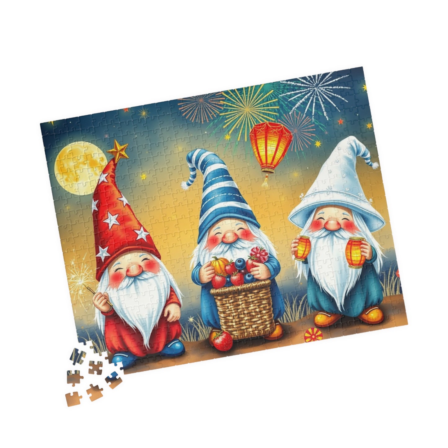 Fireworks Celebration Gnome Puzzle - 4th of July Themed Summer Jigsaw Game Puzzle The Puzzle Chest