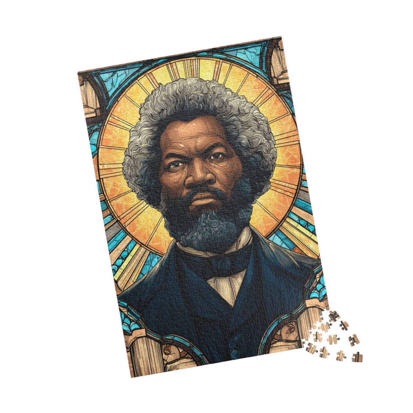 Frederick Douglass Jigsaw Puzzle – Afrocentric Historical Puzzle, Stained Glass Art, Black History Puzzle, Educational Puzzle for Adults and Teens, Inspirational African American Figure 1014 pcs (Vertical) Puzzle The Puzzle Chest