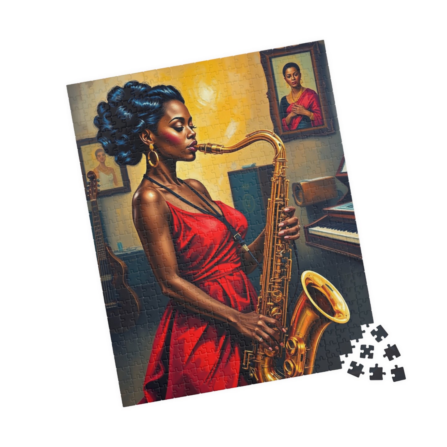 Elegant Jazz Woman Jigsaw Puzzle | 110, 252, 520, 1014-piece African American Woman | Art Lovers Gift, Music Theme Home Activity, Solo Fun Puzzle The Puzzle Chest