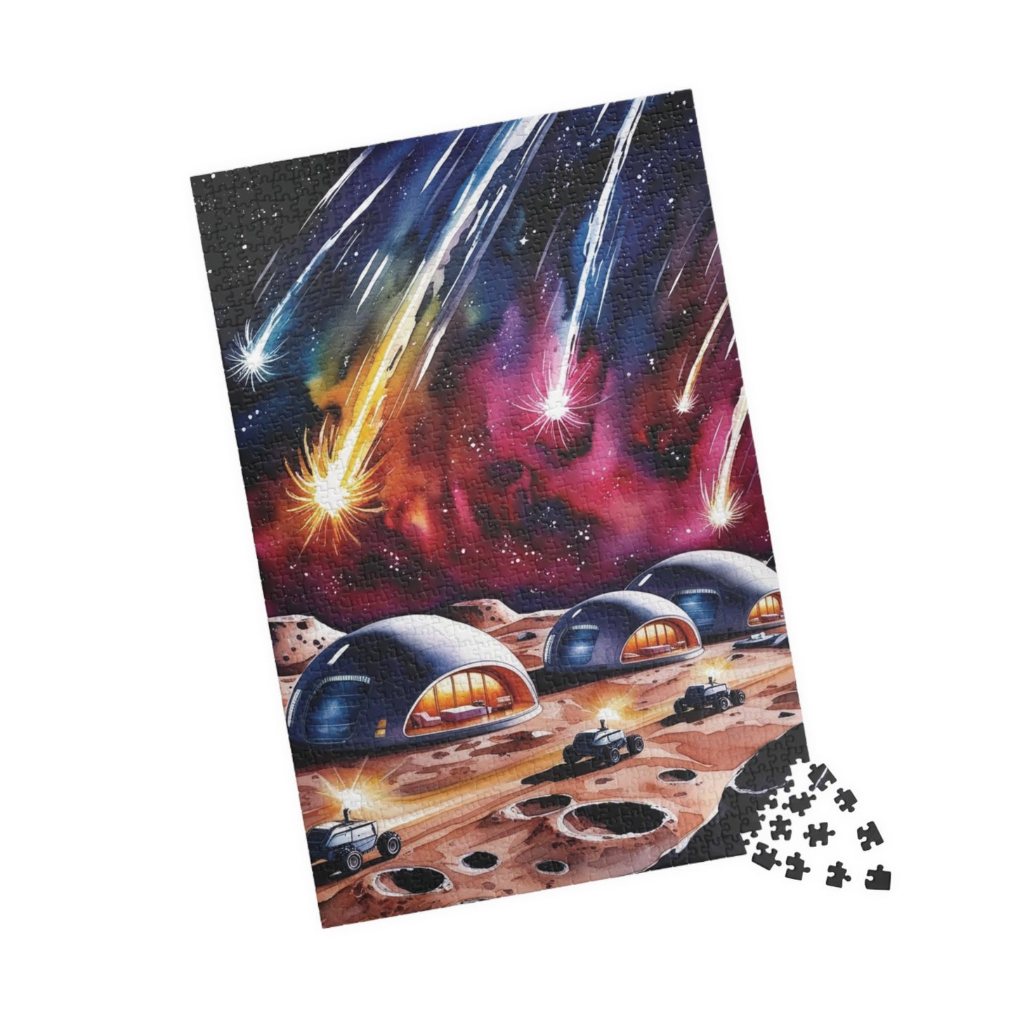 Space Jigsaw Puzzle, Meteor Shower Moon Base Puzzle, Futuristic Space Domes, Family Activity Game Night, Astronomy Puzzle, Educational Puzzle The Puzzle Chest