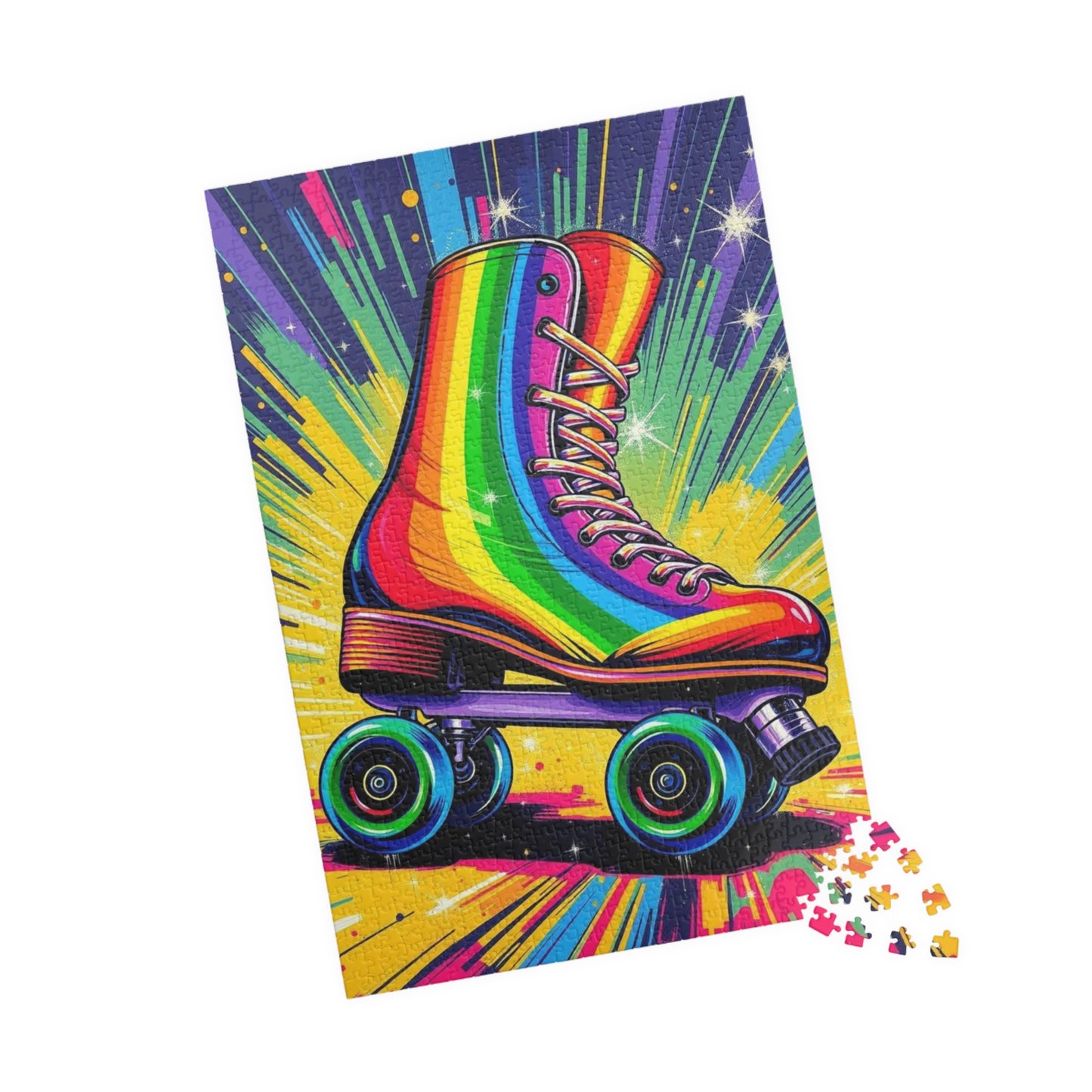 Rainbow Roller Skate Puzzle, Pop Art Jigsaw Fun Family Game, Colorful Home Entertainment, Gift for Hobbyist Puzzle Enthusiast Puzzle The Puzzle Chest