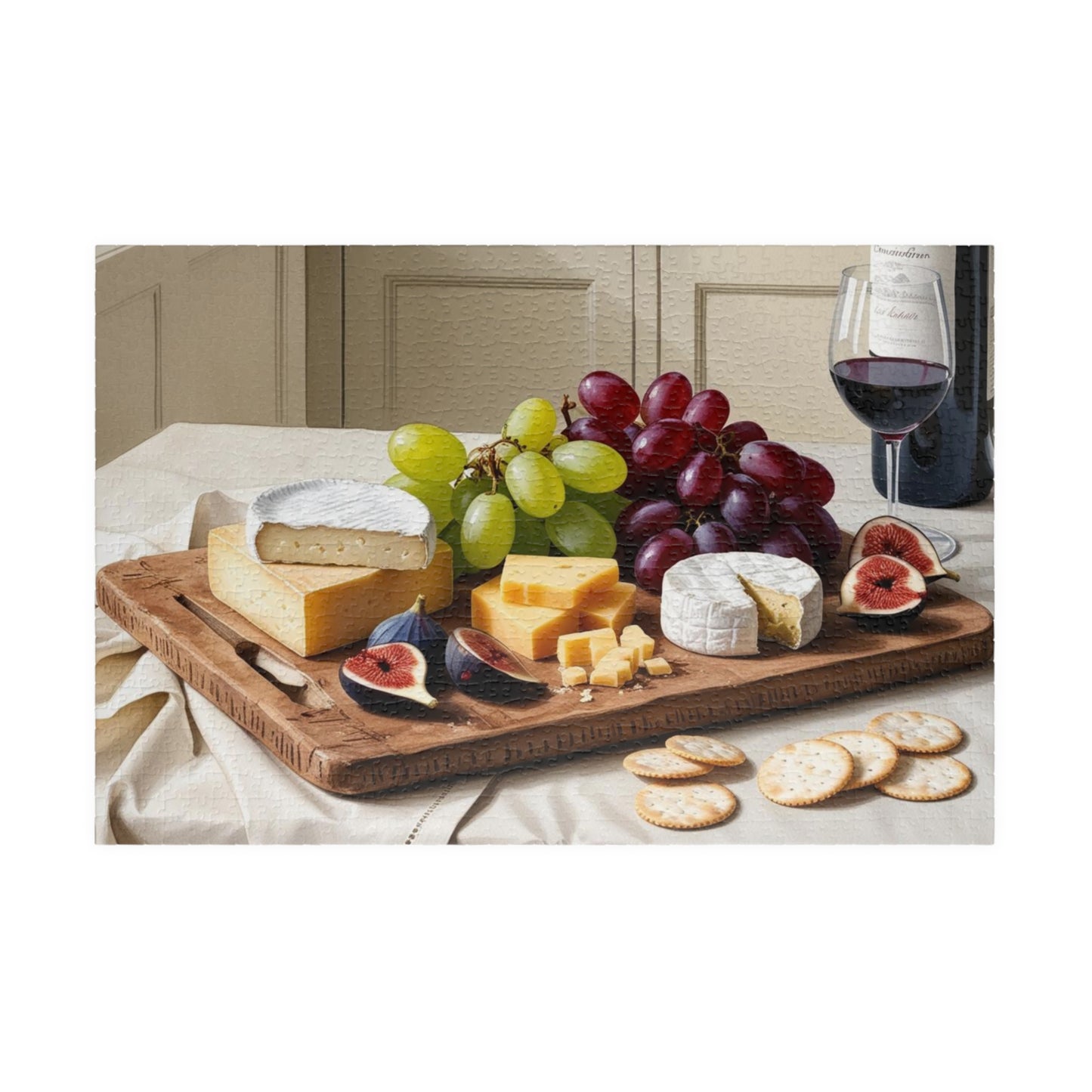 Foodie Jigsaw Puzzle - Cheese Wine Board, 110-1014 Piece Tabletop Game, Unique Kitchen Decor, Fun Family Activity, Gift for Food Lovers, Hobby 1014 pcs (Horizontal) Puzzle The Puzzle Chest