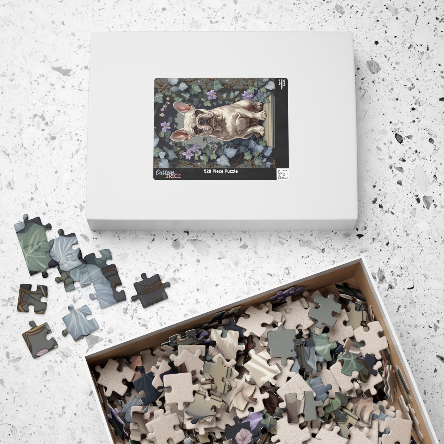 Vintage French Bulldog Jigsaw Puzzle, Floral Nature-Inspired Dog Themed Puzzle Gift for Art Lovers Dog Enthusiasts Hobbyist, Family Friendly Puzzle The Puzzle Chest