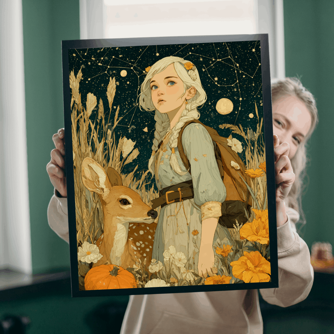 Birch Forest Fairy-Tale Jigsaw Puzzle - Golden Haired Girl and Gentle Deer, Nature Game for Adults, Fall Gift, Family Fun, Brain Teaser Puzzle The Puzzle Chest